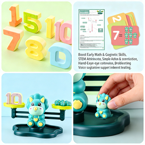 Juego Educativo AiJH para el Aprendizaje Temprano, Balanza de Conteo por Voz, Juguete de Matemáticas Montessori con Pesas y Números, con 30 Tarjetas Aritméticas - Product Image 3