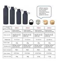 Bouteille d'eau sport isotherme en acier inoxydable 350/500/750/1000 ml avec revêtement caoutchouté, petite ouverture, personnalisable, maintien thermique 6-12h
