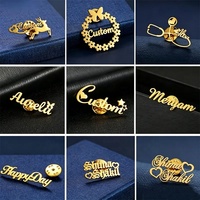Broche personnalisée en métal creux gravée, plaquée or, pour cadeaux de mariage, cadeaux d'anniversaire d'entreprise