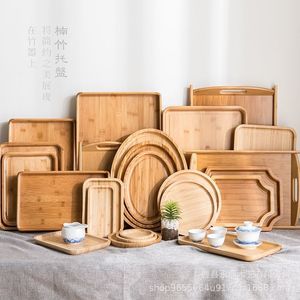 ถาดไม้ไผ่ทรงสี่เหลี่ยมสำหรับเสิร์ฟชา เค้ก ขนมปัง ของหวาน สไตล์จีนใหม่ - Product Image 1