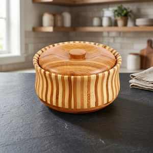 Bol de service vintage en bois d'acacia poli fait main, écologique, avec couvercle amovible, pour roti et biryani, idéal pour les fêtes à domicile, vaisselle BS-157 BS - Product Image 1