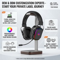 Casque de jeu sans fil RGB multimodes OEM ODM, circum-auriculaire, autonomie de 46 heures
