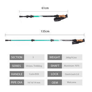 <strong>Antique</strong> Nordic Aluminum 7075 Telescoping Self Defense Hiking Trekking Poles <strong>Walking</strong> <strong>Sticks</strong> - Product Image 2