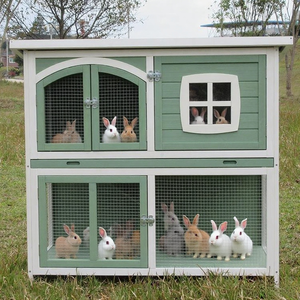 Conejo conejito de madera de dos niveles o conejillo de indias Casa de mascotas de fácil acceso <span class=keywords><strong>para</strong></span> limpiar muebles en venta - Product Image 4