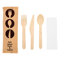 Cuillères et fourchettes en bois de haute qualité, couverts jetables en bois, emballage individuel pour l'extérieur, la maison, le jardin, le pique-nique