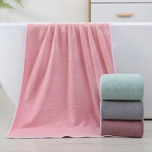 Serviette de bain en polaire corail pour hommes et femmes, séchage rapide, absorbante, couleur unie, usage domestique, non pelucheuse, tricot de coton chaîne - Product Image 2