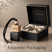 Diffuseur de parfum pour voiture TopOne de haute qualité, flacon suspendu vide en verre carré avec cordon tressé réglable et perle en bois