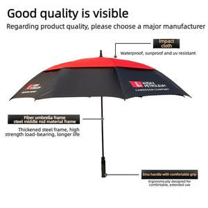 Parapluie de golf à double auvent avec logo personnalisé, ouverture automatique, manche droit, pour événements publicitaires, hôtels, cadeaux d'entreprise - Product Image 2