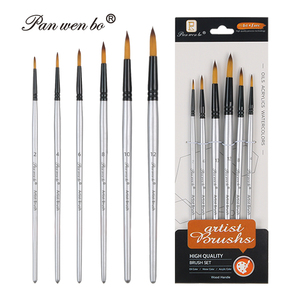 Panwenbo-Ensemble <span class=keywords><strong>de</strong></span> 6 pinceaux <span class=keywords><strong>de</strong></span> forme ronde en nylon pour peinture à l'huile et à l'aquarelle, 6 pièces - Product Image 1