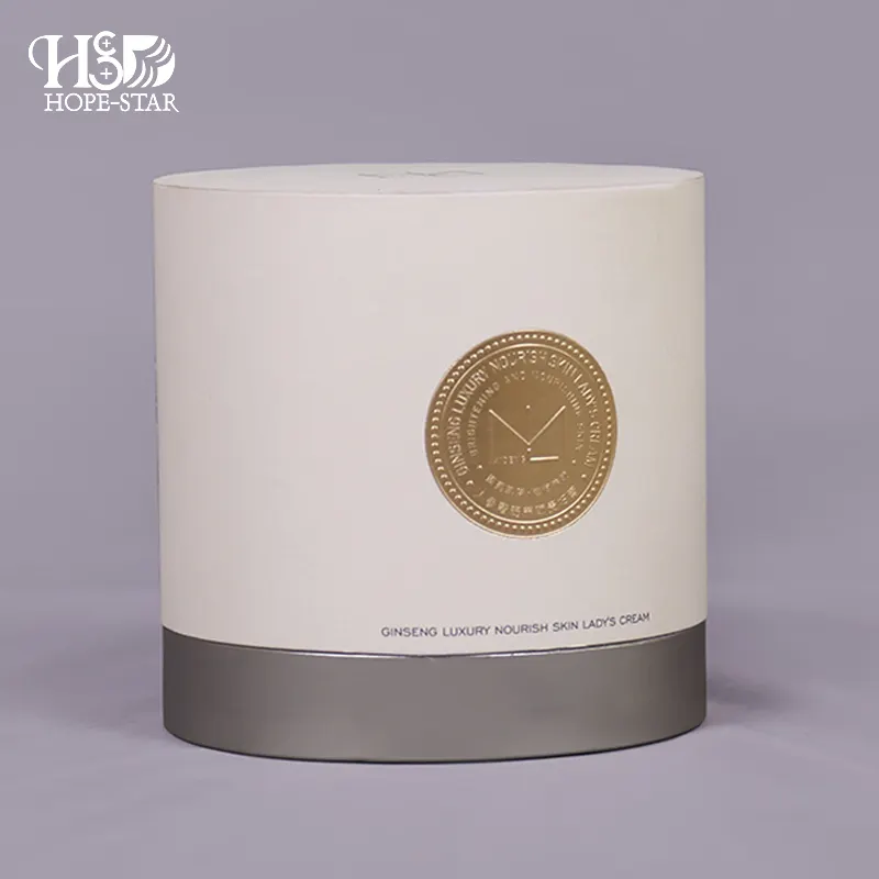 High Quality Custom White Color Stamping Gold Logo Skin Care Cream Kraft Cardboard Cylinder Paper Tube Box Packaging