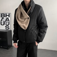 Veste matelassée noire unie à col montant pour homme, coupe décontractée, chaude, pour l'hiver, avec doublure – Vêtements d'extérieur pour homme en gros