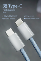 Kabel Pengisian Cepat Type-C ke Type-C Berwarna Abu-abu, Kabel Data USB-C PD60W/100W untuk iPhone 15/16, MacBook, Ponsel