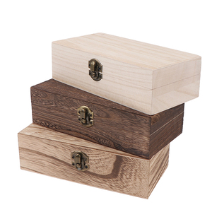 Unfinished Extra Large Hinged Lid Kids Diy Tool Storage Box File Gift Box Wooden Box With Lock