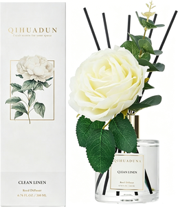Diffuseur <span class=keywords><strong>de</strong></span> rose en roseaux longue durée, écologique, <span class=keywords><strong>de</strong></span> luxe, pour un parfum frais <span class=keywords><strong>de</strong></span> coton, rose aldéhydique, jasmin et musc blanc - Product Image 1