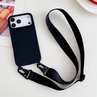 Coque antichoc en silicone mat avec cordon tour de cou pour iPhone 17 16 15 14 Pro Max 11 12 13 XR X XS 8 Plus SE