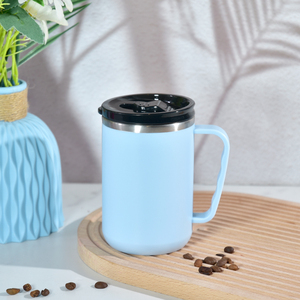 Tazza da Viaggio per Bottiglie d'Acqua 16oz, Tazza da Ufficio, Tazza da Viaggio con Interno in Acciaio Inox e Esterno in Plastica con Coperchio Scorrevole - Product Image 2