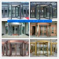 Porte tournante automatique à 4 ailes résistante au vent pour entrées principales de centres commerciaux, vente en gros d'usine, portes tournantes en verre