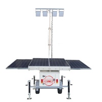 Remolque de Iluminación Móvil con 4 Paneles Solares, Remolque de CCTV Solar con Cámara PTZ para Iluminación y Monitoreo
