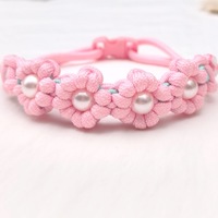 Collier pour chien en crochet fleuri, perles pour chat, réglable, polyester léger, durable, 30 à 45 cm, rose, violet, jaune, petit