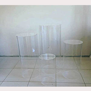 थोक विवाह 3 टुकड़े साफ़ मिठाई फूल प्रदर्शन स्टैंड ऐक्रेलिक पारदर्शी सिलेंडर पेडस्टल सेट गोल प्लिंथ - Product Image 5