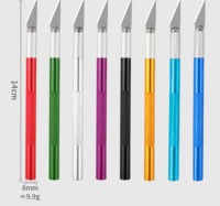 Couteau de poche en acier inoxydable avec papier à graver spécial, manche en plastique antidérapant, lame à changement rapide, longueur 130 mm, couteau DIY