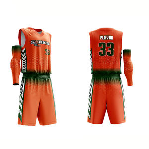 Custom zomer basketbal uniform set met digitale print, anti-UV, sneldrogend, ademend performance shirt en shorts voor het team - Product Image 2