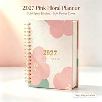 Agenda hebdomadaire personnalisé avec logo doré imprimé 2027, carnet de notes avec journal de bien-être, couverture rigide, reliure spirale
