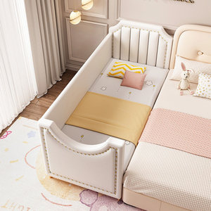 Letto singolo in legno massello JINS con bordo imbottito, grande, con sponda di protezione per bambini, <span class=keywords><strong>lettino</strong></span> per neonati e bambini piccoli, combinabile - Product Image 2