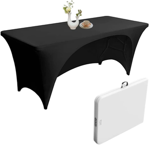 Housse de table rectangulaire extensible avec dos ouvert personnalisé et ajustement réutilisable pour bureaux de réunion d'hôtel et linge de conférence en gros - Product Image 1