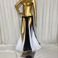 Nouvelle conception de jupes longues fendues à sequins pour la danse du ventre, robe sexy de danse du ventre, costume pour femmes, vêtements d'entraînement et de spectacle sur scène