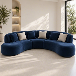 Sofá Curvo Moderno Luna de Emerald Set, Diseño Semicircular con Respaldo Acolchado, Muebles para Sala de Estar, Hotel, Apartamento, Tela Personalizada - Product Image 1