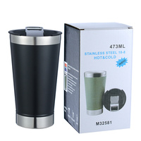 Gelas Tumbler Vakum Insulated Berkualitas Tinggi 16oz, Desain Klasik, Tahan Dingin, dengan Pembuka Botol