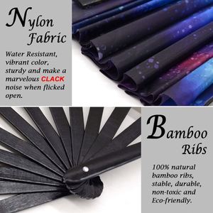 Abanico Plegable Grande de Bambú con Diseño Espacial Galáctico para Festivales y Fiestas, Suministro al por Mayor - Product Image 2