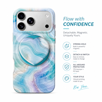 Coque de téléphone magnétique personnalisée en marbre agate océanique par sublimation, avec plaque arrière détachable en TPU PC et support multi-formes