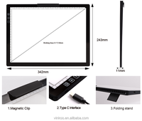 Tablette lumineuse LED rechargeable USB-C avec support magnétique pour papier, 3 températures de couleur, pour bureau