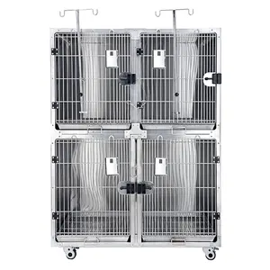 Veterinary Recovery Cage Clinic Veterinary Heavy Duty Stainless Steel Vet Dog Cage Kennel With Wheels