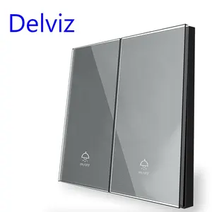 Delviz UK標準クリスタルガラスホワイトパネル、AC 110V〜250V、パワーランププッシュボタンコントローラー、2ギャング2way 16Aウォールライトスイッチ