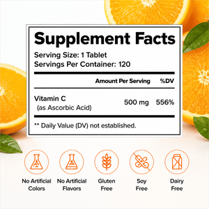 Capsules de Vitamine C 500mg Fabriquées aux États-Unis, Soutien Immunitaire, Antioxydant, Santé de la Peau, Énergie et Vitalité, 120 Capsules - Product Image 2