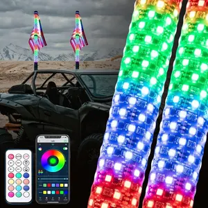 OEM/ODM 1.75 Inch APP Or Remote Control RGB Off-road Truck 1- 4ft Flag Antenna Light IP67 LED Whip Light For Jeep ATV UTV