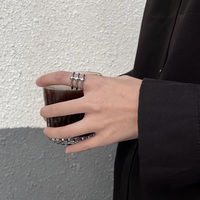 Bague minimaliste géométrique VAF avec découpe en forme de colonne vertébrale, en acier inoxydable, pour homme