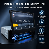 Autoradio 1 DIN 7 pouces à écran tactile rétractable avec DSP, GPS, Mirror Link, rétroéclairage RGB, ajustement universel