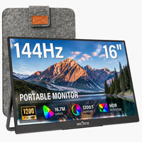 Moniteur portable multifonction 16 pouces FHD 144Hz avec haut-parleurs intégrés, prise en charge HDR, FreeSync pour le jeu, le bureau à domicile
