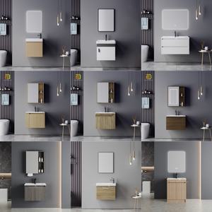 Mueble de Baño de Cerámica para Hotel, Venta al por Mayor de Fábrica, Mueble de Baño de Madera Contrachapada Montado en la Pared con Lavabo - Product Image 5