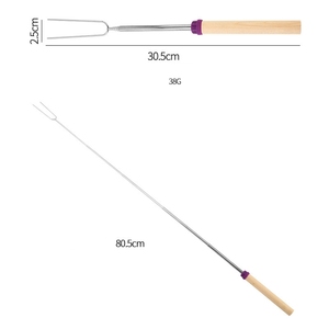 Brochetas Telescópicas para Barbacoa de 31 Pulgadas, Acero Inoxidable y Madera, Extensibles, para Asar Malvaviscos, S'mores y Fogatas - Product Image 2