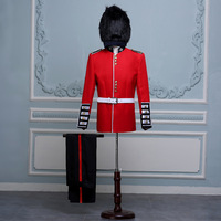 Ensemble de costumes de la garde royale britannique pour adultes hommes Prince William soldat Cosplay chapeau en peau d'ours avec manteau rouge en fourrure