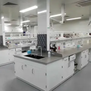 Equipo de laboratorio químico, banco de trabajo de Isla/banco de trabajo de acero completo/muebles de laboratorio escolar de hospital