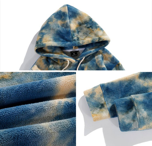 Tye Dye Hoodies Fashion <strong>Hoddies</strong> for Men Kangaroo Pocket Tie Dye Lamb Fleece Oversized <strong>Fluffy</strong> Hoodie Wholesale - Product Image 6