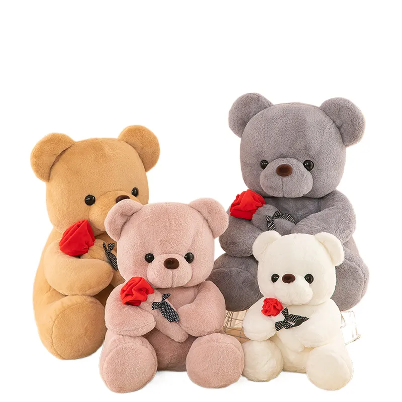 Iyi satış modern tasarım Teddy bear bebek ayı gül ile doldurulmuş oyuncak ayı hediye sevgililer günü peluş oyuncak