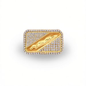 Bague de cocktail pour homme en or 18 carats, pavé de diamants rectangulaires, bijoux de luxe pour mariage et soirée - Product Image 1