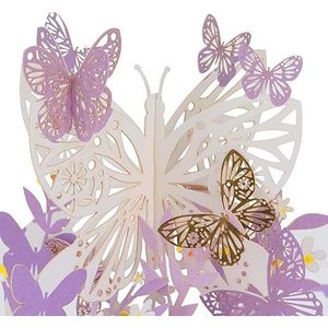 3D Pop-Up Butterfly Flower <b>Paper</b> Greeting Card with Gold Stamping and Die Cutting <b>Handmade</b> Art for Women Purple ZS P2100 - Product Image 6